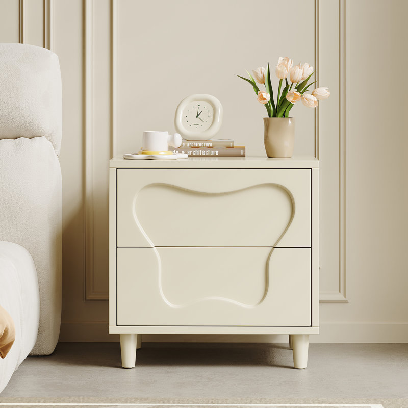 Modern Cream Two Drawer Nightstand
